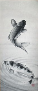 鯉の水墨画写真